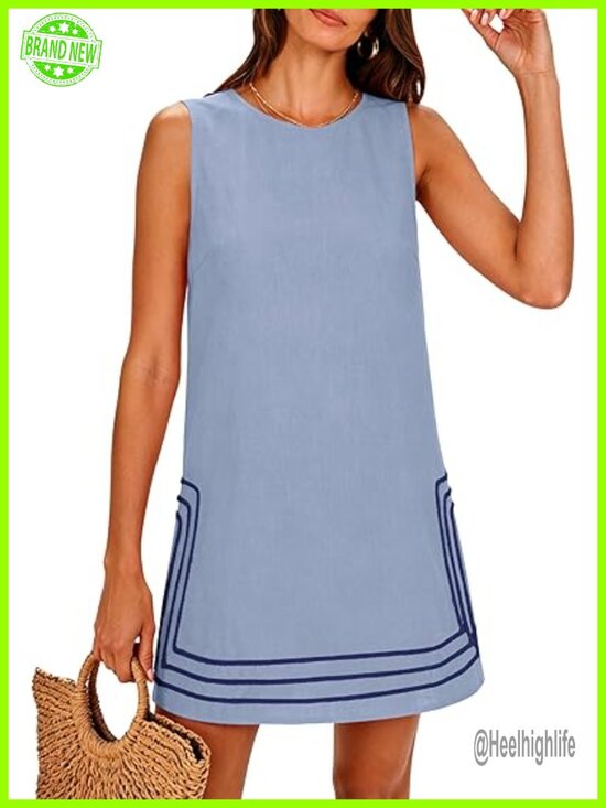 Dresses & Skirts - Sleeveless Crewneck A-Line Mini Dress with Keyhole Back